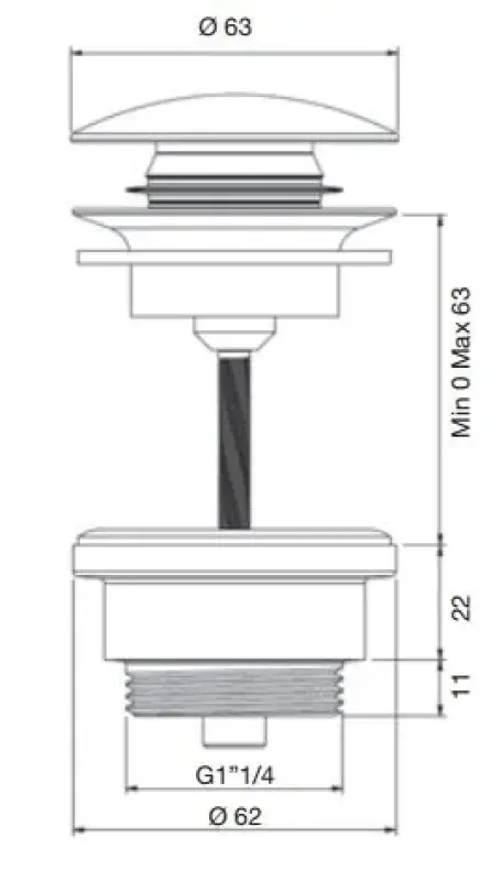 PB Unix Waschbeckenstecker 1 1/4 verschließbar push up click clack Chrom 1208953283
