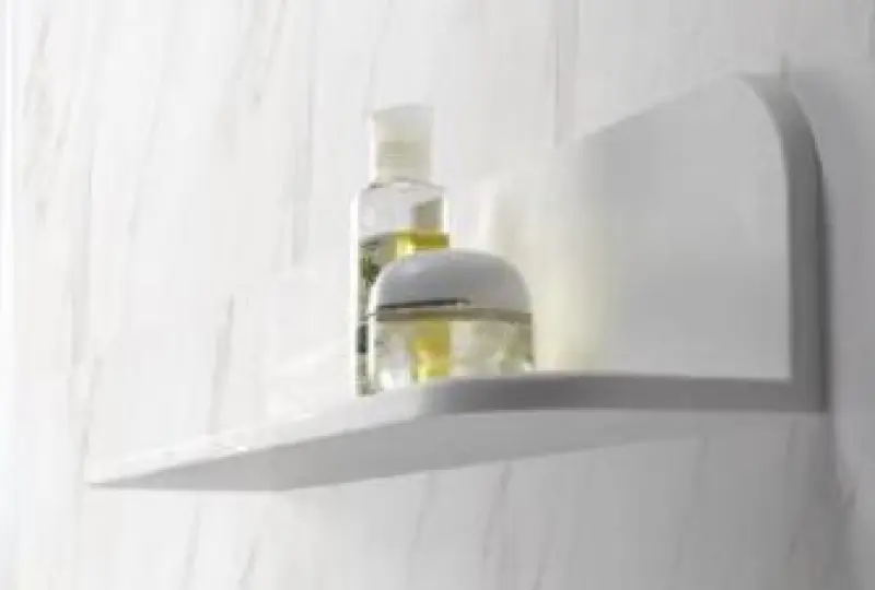 Solid-S Planchet Duschkorb aus Mineralwerkstoff, mattweiß, 90 x 12 cm, inkl. verdeckter Befestigung 1208953448