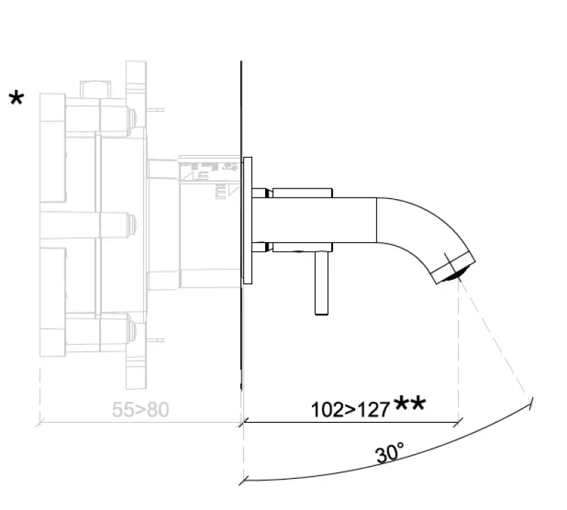 SB Round 316 Unterputz-Waschtischarmatur, gebürstetes Kupfer PVD 102mm
