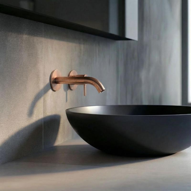 SB Round recessed basin mixer tap in satin finish 316 PVD copper 132mm