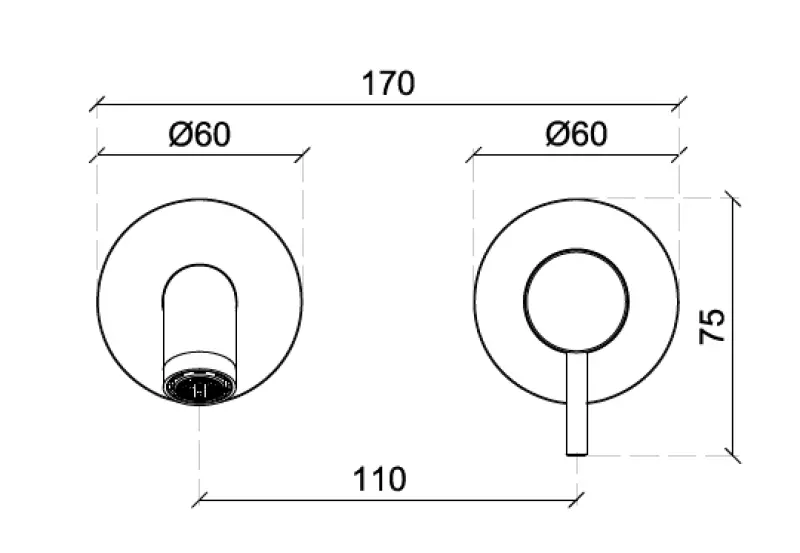 SB Round 316 Unterputz-Waschtischarmatur, gebürstetes Kupfer PVD 162mm