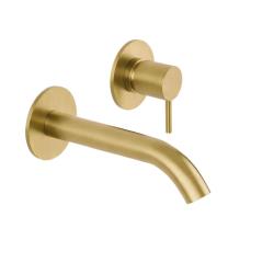 SB Round recessed basin mixer tap in satin finish brass 316 PVD 132mm