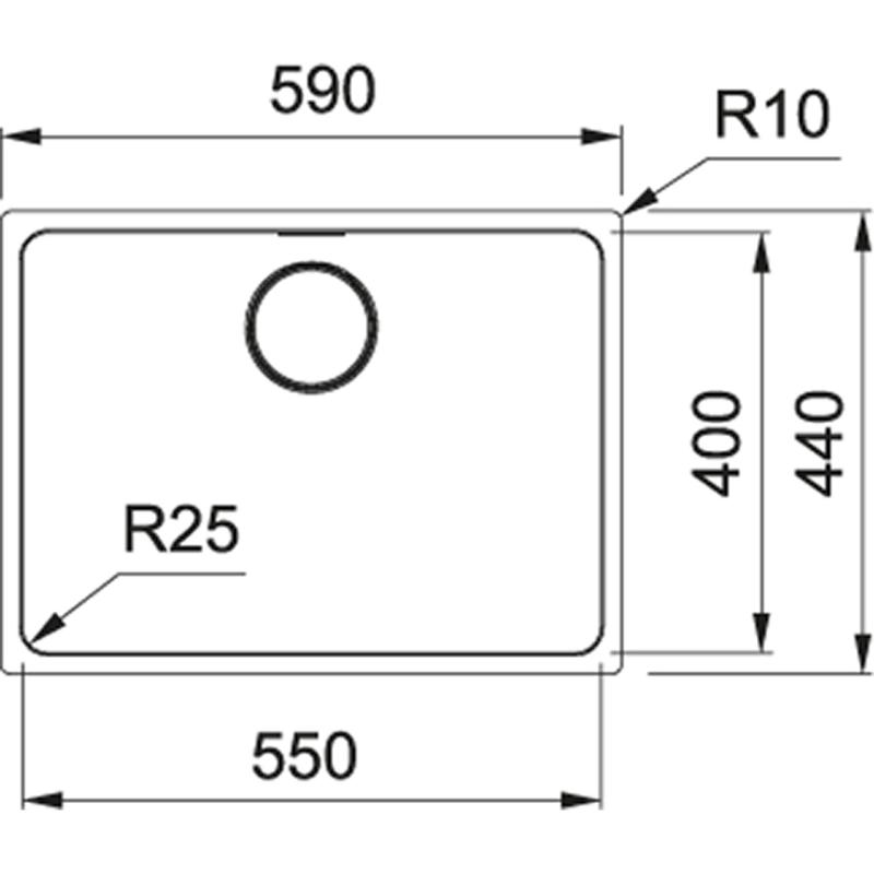 Franke Mythos MYX 110.55 Edelstahlspüle 55x40cm Unterbau 122.0658.054