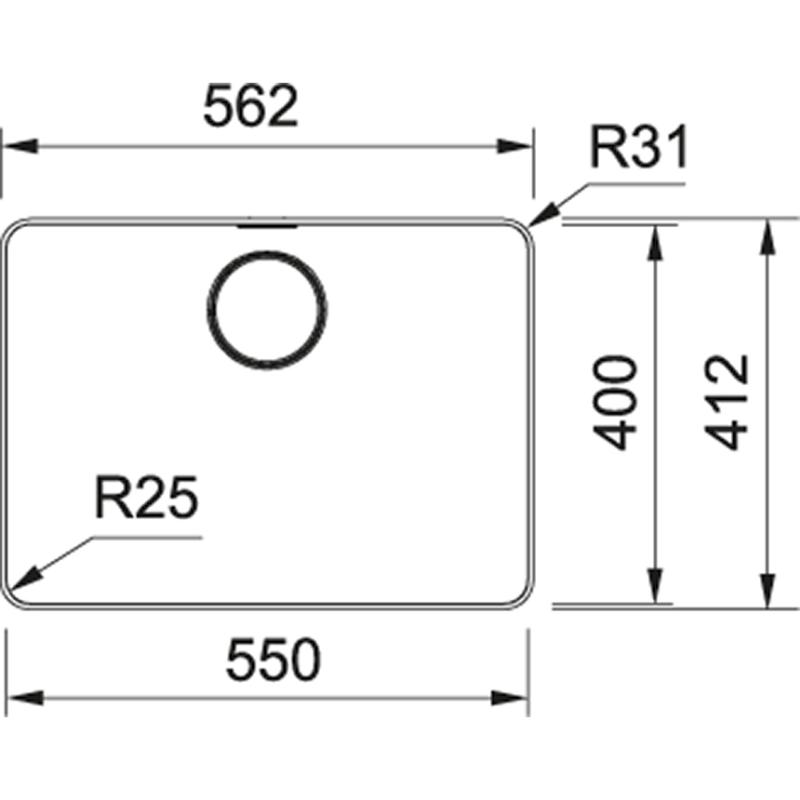 Franke Mythos MYX 210.55 Edelstahlspüle 55x40cm für flächenbündigen Einbau 127.0658.062