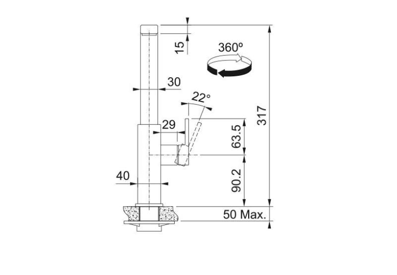 Franke Küchenarmatur Mythos mit schwenkbarem Auslauf, Schwarz gebürstet  115.0550.441
