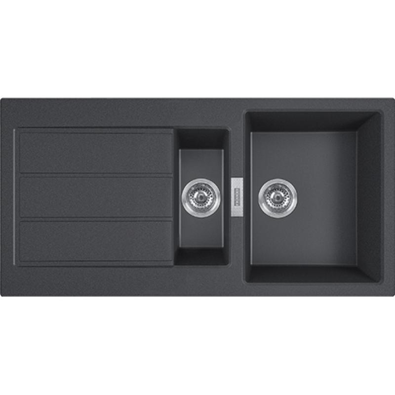 Franke Sirius 2 S2D 651 schwarzer Kunststoff 1,5 anderthalb Spülbecken mit Abtropffläche Aufbau 100x50 143.0634.554