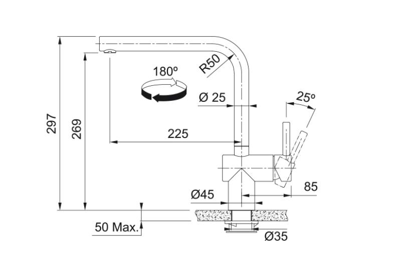 Franke Atlas Neo Sensor Küchenarmatur mit schwenkbarem Auslauf, Edelstahl massiv 115.0625.489