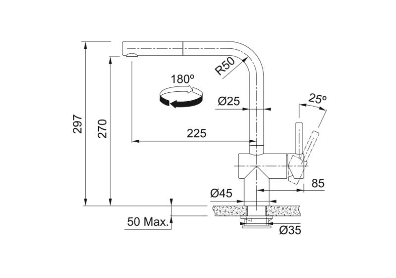 Franke Atlas Neo Sensor Küchenarmatur mit Zugauslauf, Edelstahl 115.0625.523