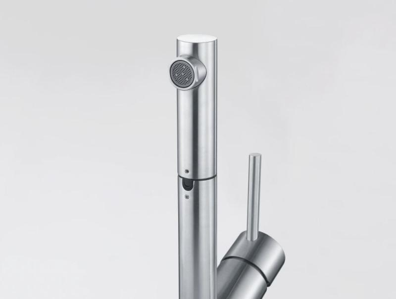 Franke Orbit  niedrige Küchenarmatur mit Zugauslauf, Edelstahl 115.0569.461