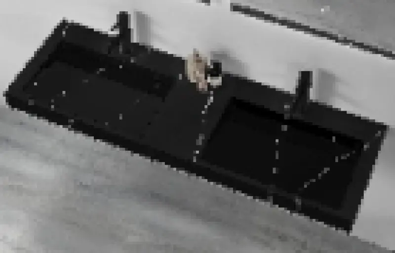 Solid-S Marmor Doppelwaschtisch Solid Surface schwarzer Marmor matt ohne Hahnloch mit Solid Cover B180xT45xH8 1208953889