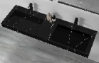 Solid-S Marmor Doppelwaschtisch Solid Surface in mattem Schwarz Marmor ohne Hahnloch mit Solid Cover B160xT45xH8 1208953890