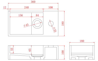 Solid-S Marmor Solid Surface Waschbecken B40xT22xH10cm Marmor matt schwarz 1208953898