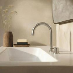 Waterevolution Flow 2-Loch-Waschtischarmatur komplett aus Edelstahl mit niedrigem 113mm U-Auslauf T1121UIE