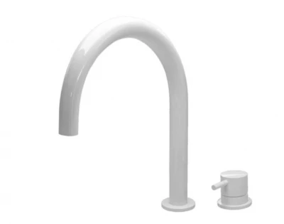 Waterevolution Flow 2-Loch-Waschtischarmatur weiß mit niedrigem U 113 mm Auslauf T1121UBR