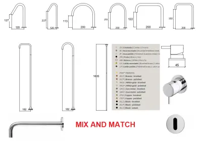 Waterevolution Flow 2-Loch-Waschtischarmatur weiß mit niedrigem U 113 mm Auslauf T1121UBR