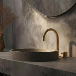 Waterevolution Flow 2-Loch Waschtischarmatur, gebürstetes Messing T1121ULE