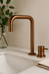 Waterevolution Flow 2-Loch Waschtischarmatur, PVD gebürstetes Kupfer T112HCPE