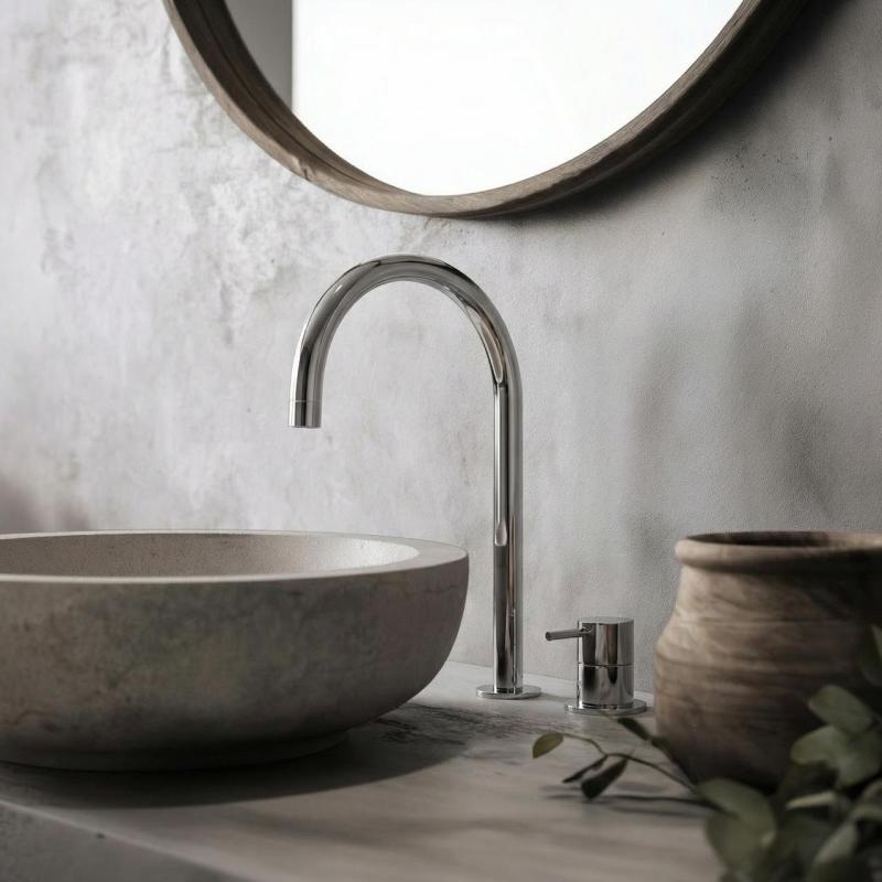 Waterevolution Flow 2-Loch Waschtischarmatur Chrom mit niedrigem 213mm U-Auslauf T1122U01