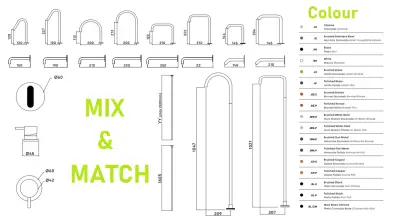 Waterevolution Flow 2-Loch-Waschtischarmatur komplett aus Edelstahl mit hohem U 200 mm Auslauf T1122UIE