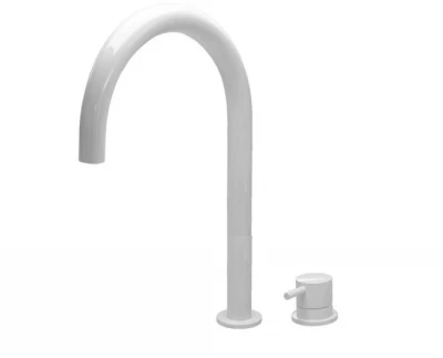 Waterevolution Flow 2-Loch-Waschtischarmatur weiß mit hohem U 200 mm Auslauf T1122UBR