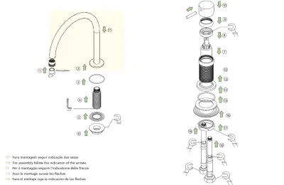 Waterevolution Flow 2-Loch-Waschtischarmatur weiß mit hohem U 200 mm Auslauf T1122UBR