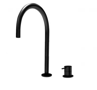 Waterevolution Flow 2-Loch-Waschtischarmatur schwarz mit hohem U 200 mm Auslauf T1122UPR