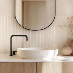 Waterevolution Flow 2-Loch Waschtischarmatur mit hohem Auslauf 222, Schwarz matt T122HPR