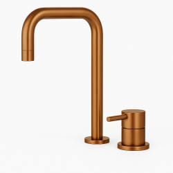 Waterevolution Flow 2-Loch Waschtischarmatur mit hohem Auslauf 222, PVD gebürstetes Kupfer T122HCPE