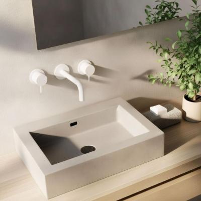 Waterevolution Flow 3-Loch-Einbau-Waschtischarmatur Mattweiß mit Auslauf 10 cm T1163FBR-10
