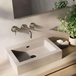 Waterevolution Flow 3-Loch-Einbau-Waschtischarmatur Komplett aus Edelstahl mit Auslauf 10 cm T1163FIE-10