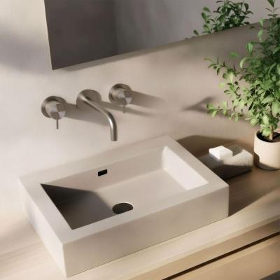 Waterevolution Flow 3-Loch-Einbau-Waschtischarmatur Komplett aus Edelstahl mit Auslauf 10 cm T1163FIE-10