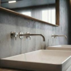 Waterevolution Flow 3-Loch-Einbau-Waschtischarmatur Komplett aus Edelstahl mit Auslauf 21 cm T1163FIE-21