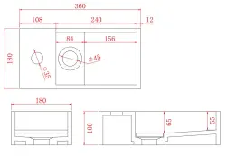 Solid-S Brunnen aus Mineralwerkstoff, mattschwarz, B36 x T18 x H10 cm, mit Abdeckung, Modell links, mit Wasserauslauf, 1208954158
