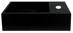 Solid-S Waschbecken aus Mineralwerkstoff, mattschwarz, B36 x T18 x H10 cm, mit Abdeckung, Modell rechts mit Wasseranschluss, 1208954163