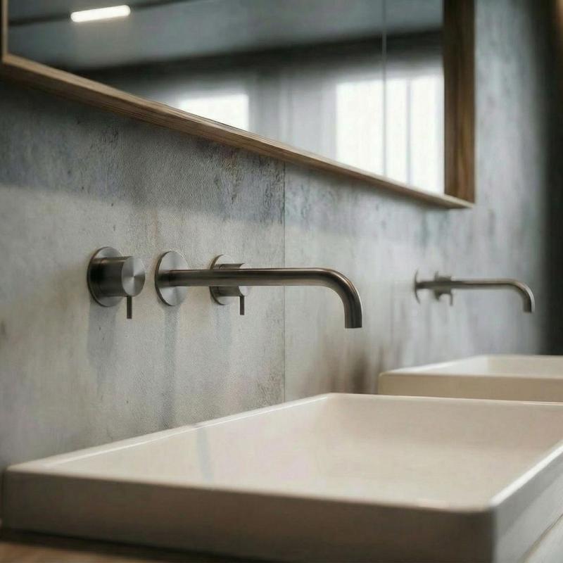 Waterevolution Flow 3-Loch-Einbau-Waschtischarmatur PVD Gun Metal mit Auslauf 21 cm T1163FGME-21