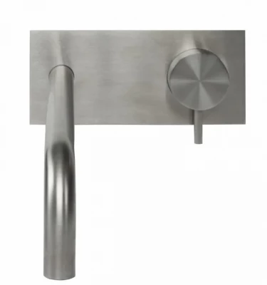 Waterevolution Flow Einbau-Waschtischarmatur mit Abdeckplatte, komplett aus Edelstahl, mit Auslauf 21 cm T1161BIE-21