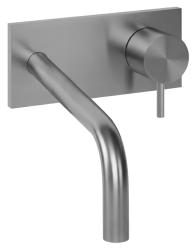 Waterevolution Flow Einbau-Waschtischarmatur mit Abdeckplatte, komplett aus Edelstahl, mit Auslauf 15 cm T1161BIE-15