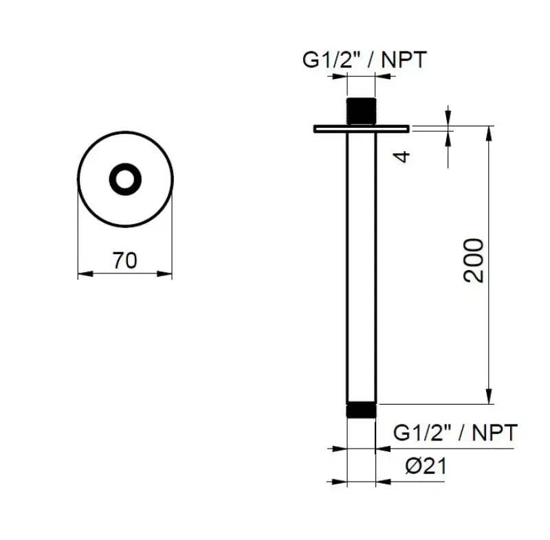 SB Round 316 Decken-Duscharm rund 20cm komplett aus Edelstahl 1208954188