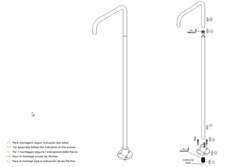 Waterevolution Flow Freistehende Waschtischarmatur Auslauf PVD gebürstetes Kupfer T1.676.CP.E