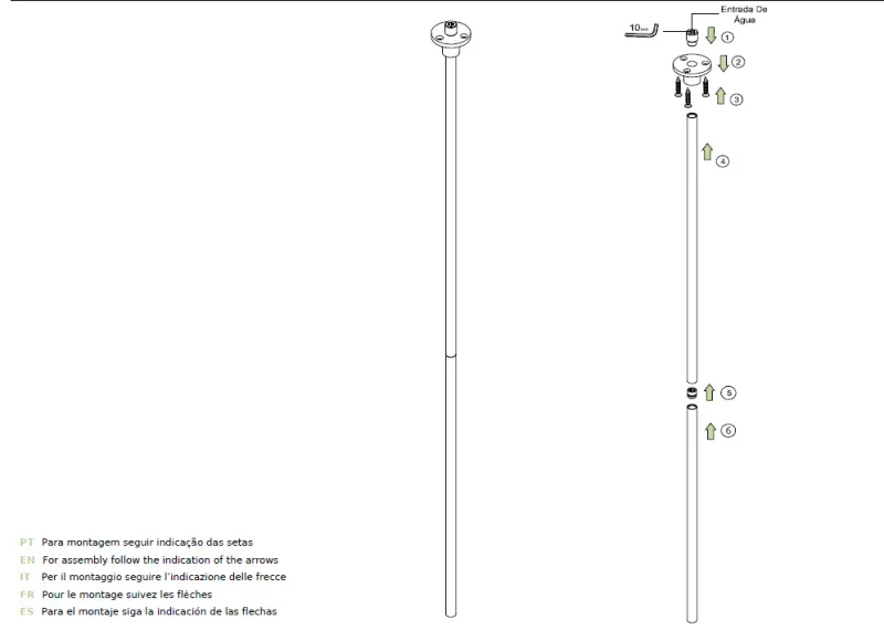 Waterevolution Flow Decken-Waschtischarmatur, Auslauf komplett Edelstahl T1678IE