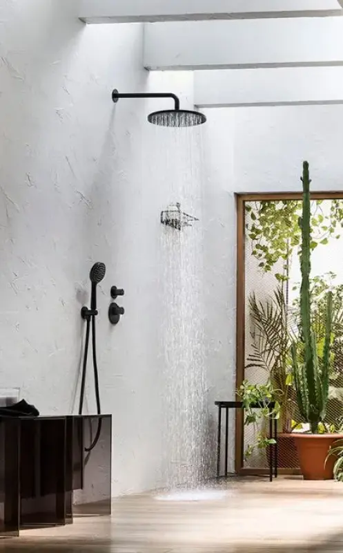 SB Round Duschgarnitur, Mattschwarz, Unterputz komplett