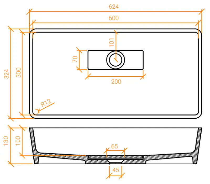 Solid-S City Aufsatzwaschbecken, mattweiß, 62 x 32 cm, mit verdecktem Abfluss 1208954250