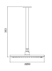 Waterevolution Flow Kopfbrause 250mm mit Deckenanschluss matt weiß T164225BR