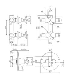 PB Classic Nostalgie Unterputz-Duschthermostat mit 2 Absperrventilen Kupfer