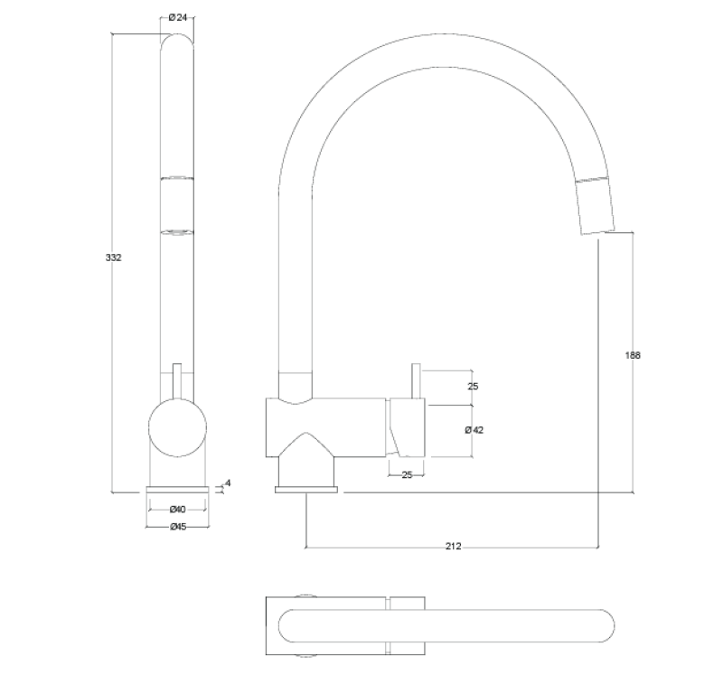 Waterevolution Flow Küchenarmatur aus gebürstetem Messing mit ausziehbarem Auslauf T155LE
