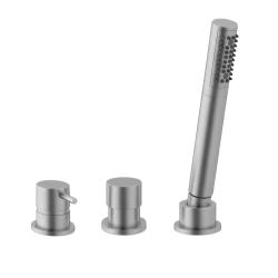 Waterevolution Flow 3-Loch-Wannenbatterie für Wannenrandmontage, Edelstahl T138SBIE