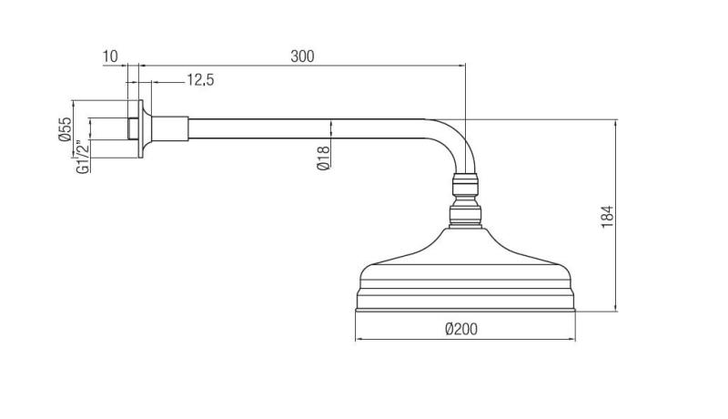 PB Nostalgie Kopfbrause 20cm mit Antikalk-System und Duscharm Bronze