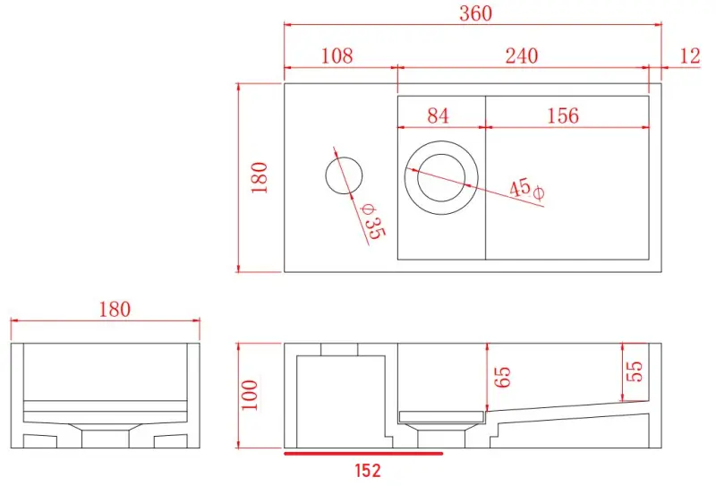 Solid-S Marble solid surface Waschbecken B36xT18xH10cm Marmor matt schwarz links mit Hahnloch 1208954637