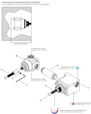 Waterevolution Flow Einbau-Duschthermostat mit 1 Umstellventil, hellgold 1208954644