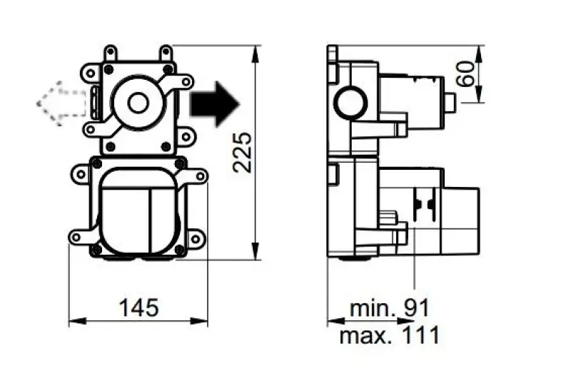 SB 316 AESTHETICS Round Unterputz-Thermostatarmatur mit 1 Ausgang / Absperrventil PVD Gun Metal gebürstet 1208954896